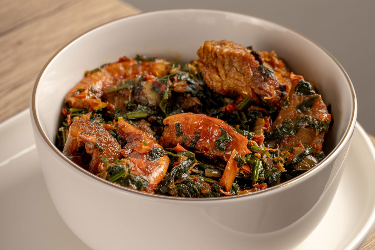 Poundo with Egusi
